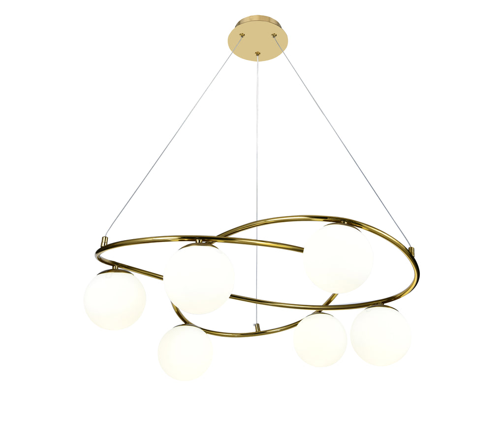 Pendul RFAN, Model N6806-6, Cu 6 Abajururi, 6 x E27, Inaltime Reglabila, Auriu