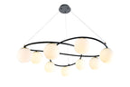 Pendul RFAN, Model N6806-9, Cu 9 Abajururi, 9 x E27, Inaltime Reglabila, Negru/Alb