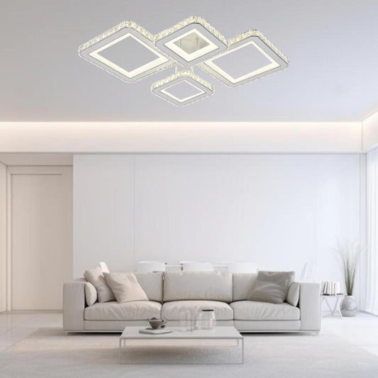 Lustra LED RFAN, Model R9002/2+2, cu Telecomanda, 3 Tipuri de Lumina, Intensitate Reglabila, 160W, Alb