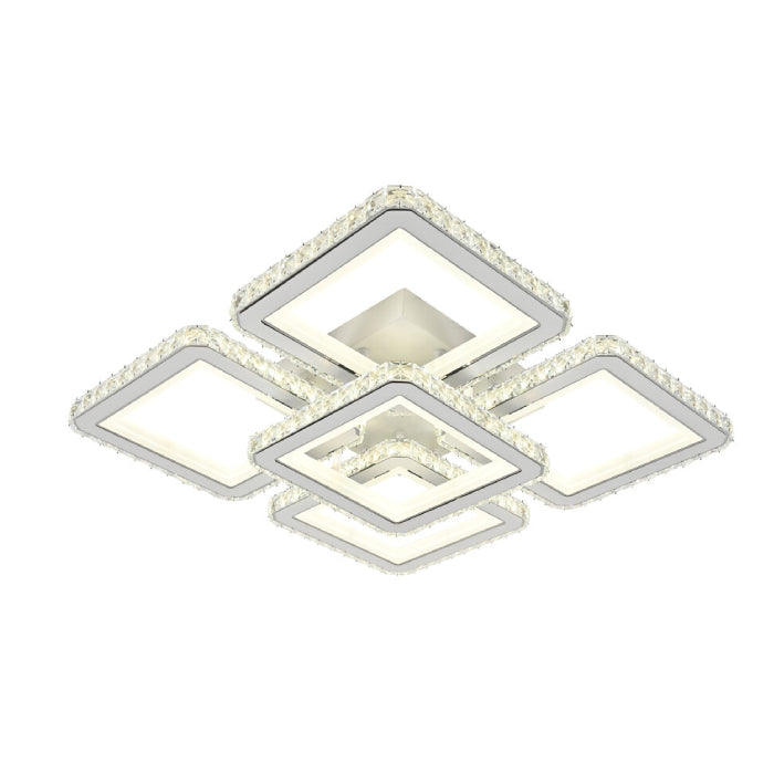Lustra LED RFAN, Model R9004/4+1, cu Telecomanda, 3 Tipuri de Lumina, Intensitate Reglabila, 240W, Alb