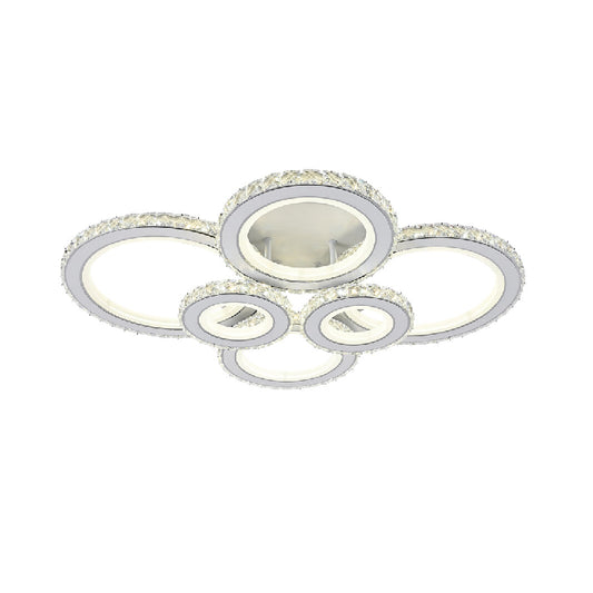 Lustra LED RFAN, Model R9001/4+2, cu Telecomanda, 3 Tipuri de Lumina, Intensitate Reglabila, 240W, Alb
