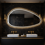 Oglinda LED Asimetrica Premium 160×85 cm, Touch, 3 Tipuri Lumina – Calda, Rece, Naturala