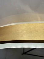 Oglindă LED 60×80 cm cu Ramă Auriu Periat, Lupă Cosmetică, Model Shark Design, Dezaburire, 3 Tipuri de Lumină, Touch, IP65