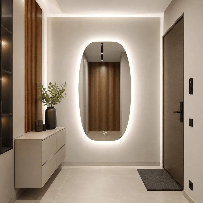 Oglinda LED Ovala Premium 60×90 cm, 3 Tipuri de Lumina – Calda, Rece, Neutra