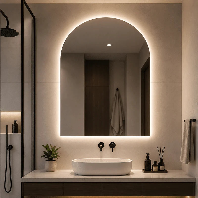 Oglinda LED Premium 75×80 cm, 3 Tipuri de Lumina – Calda, Rece, Neutra, Cu Buton Touch