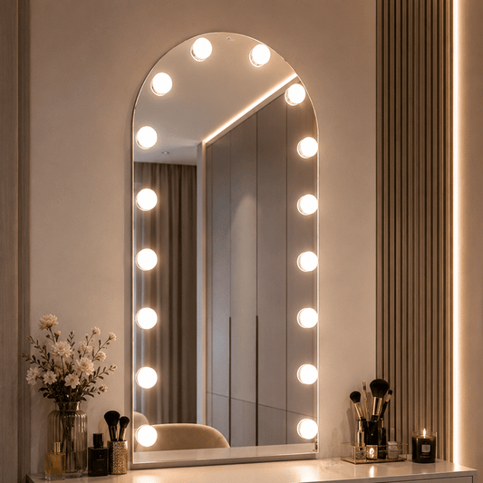 Oglindă cu LED Integrat 60×90 cm, Decorativă pentru Make-up, 3 Tipuri de Lumină, Calda, Rece, Neutra, cu Touch