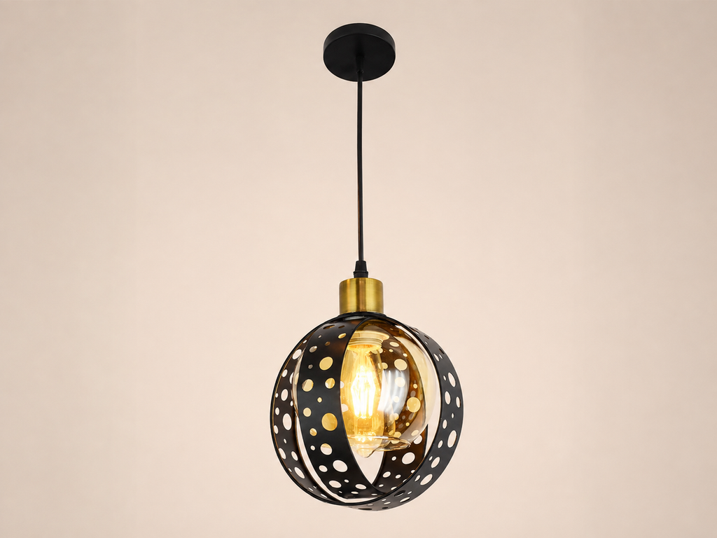 Pendul RFAN, Model 4178/1, cu Abajur, 1 x E27, Inaltime Reglabila, Negru