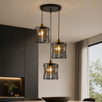 Pendul RFAN, Model 4182-3, Cu Abajur, 3 X E27, Inaltime Reglabila, Negru