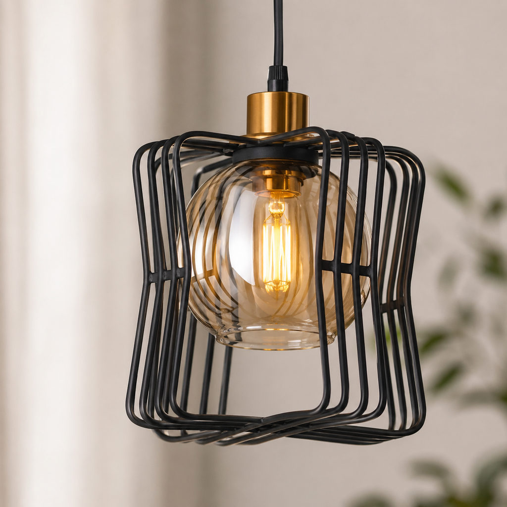 Pendul RFAN, Model 4182-3, Cu Abajur, 3 X E27, Inaltime Reglabila, Negru