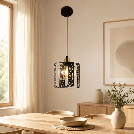 Pendul RFAN, Model 4183-1, Cu Abajur, 1 X E27, Inaltime Reglabila, Negru