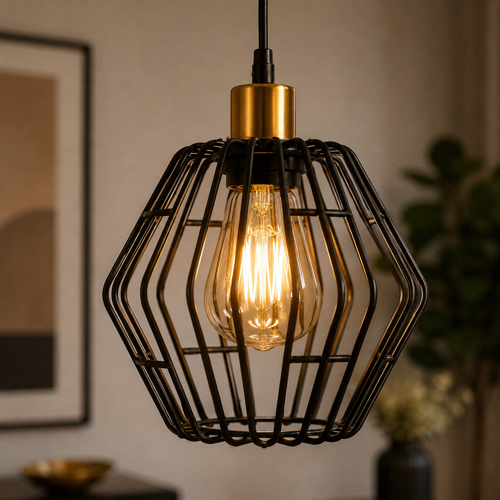 Pendul RFAN, Model 4191-3, Cu Abajur, 3 X E27, Inaltime Reglabila, Negru
