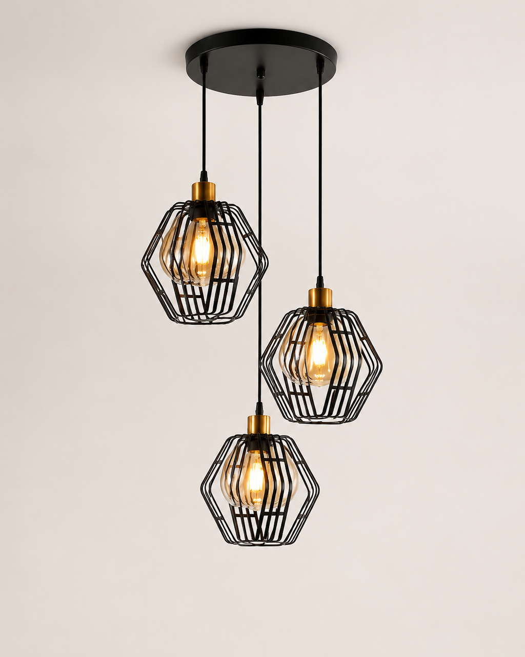 Pendul RFAN, Model 4191-3, Cu Abajur, 3 X E27, Inaltime Reglabila, Negru