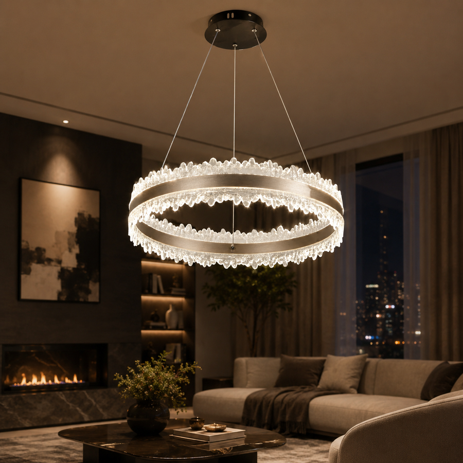 Pendul RFAN, Model R9189/600, Cu Telecomanda, 3 Tipuri De Lumina, Inaltime Reglabila, 132W, Maro
