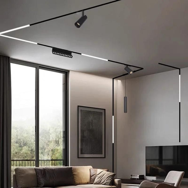 Banda LED Reglabila Sina Magnetica Incastrata, Lumina Neutra, 36W, Negru