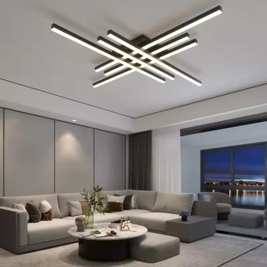 Lustra LED RFAN, Model R9112/6, Cu Telecomanda, 3 Tipuri De Lumina, Intensitate Reglabila, 146W, Negru