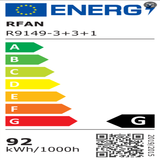 Lustra LED RFAN, Model R9149/3+3+1, Cu Telecomanda, 3 Tipuri De Lumina, Intensitate Reglabila, 92W, Negru