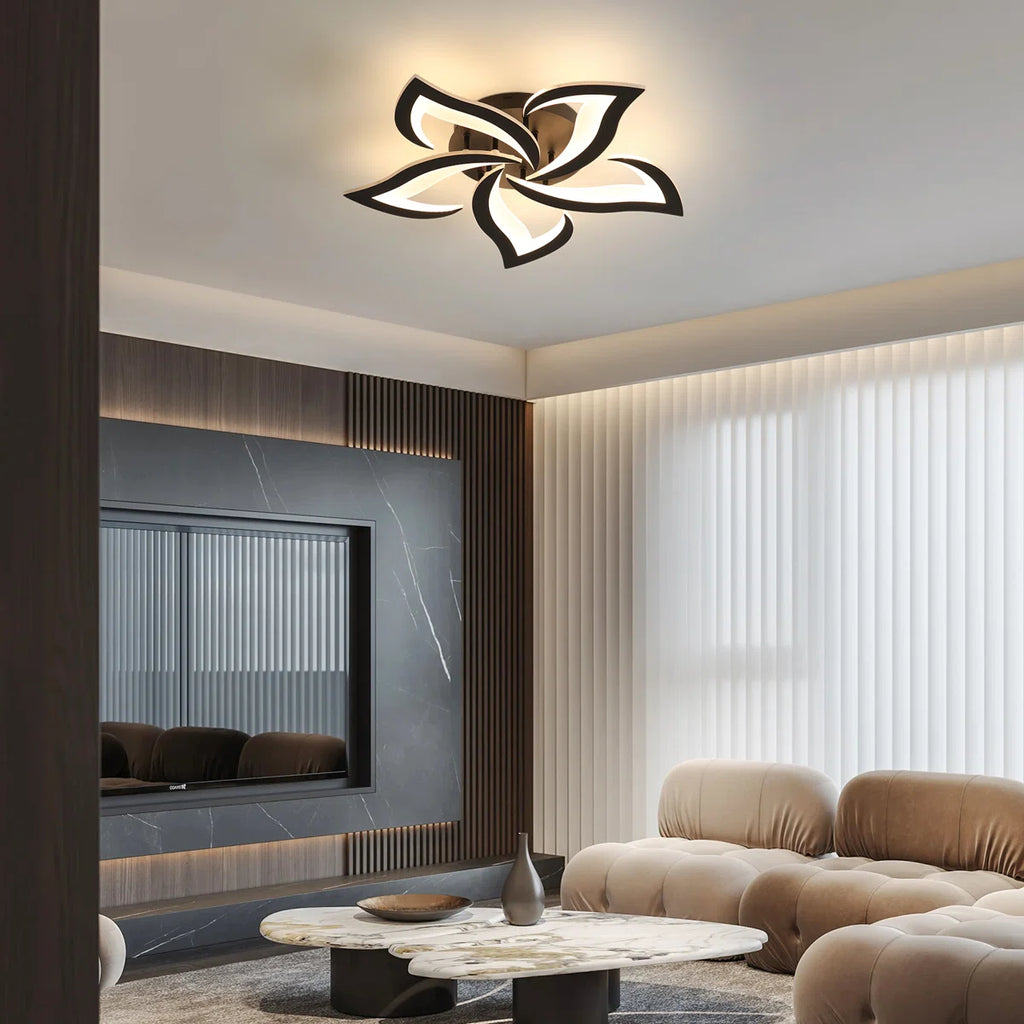 Lustra LED RFAN, Model R9176/5A1, cu Telecomanda, 3 Tipuri de Lumina, Intensitate Reglabila, 70W, Negru