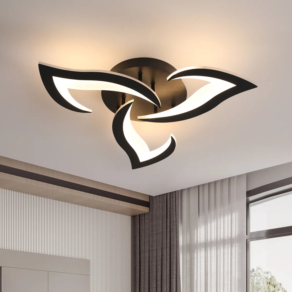 Lustra LED RFAN, Model R9176/3A1, cu Telecomanda, 3 Tipuri de Lumina, Intensitate Reglabila, 42W, Negru