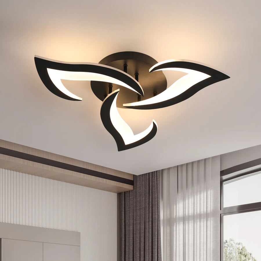 Lustra LED RFAN, Model R9176/3A1, cu Telecomanda, 3 Tipuri de Lumina, Intensitate Reglabila, 42W, Negru