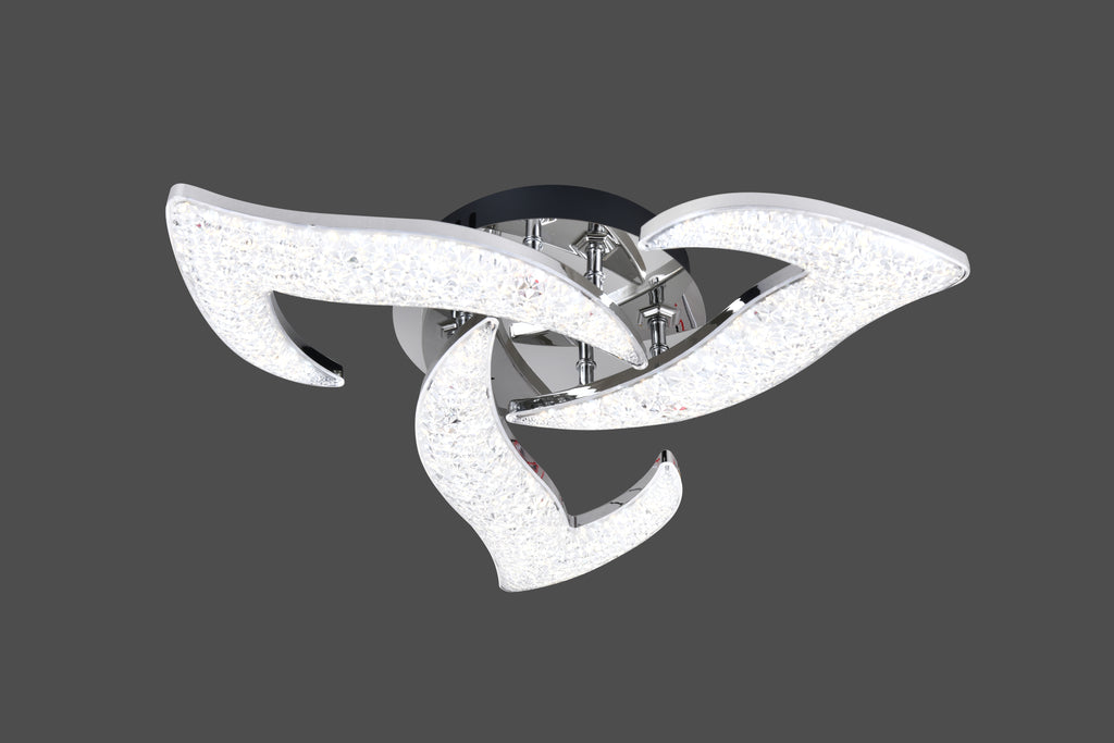 Lustra LED RFAN, Model R9179/3, Cu Telecomanda, 3 Tipuri De Lumina, Intensitate Reglabila, 60W, Argintiu