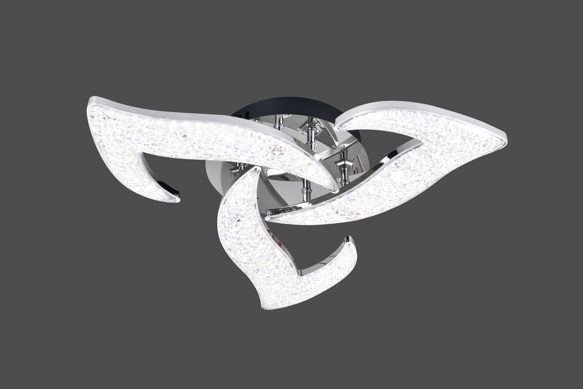 Lustra LED RFAN, Model R9179/3, Cu Telecomanda, 3 Tipuri De Lumina, Intensitate Reglabila, 60W, Argintiu