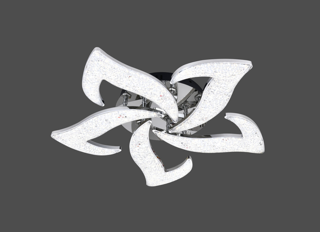 Lustra LED RFAN, Model R9179/5, Cu Telecomanda, 3 Tipuri De Lumina, Intensitate Reglabila, 100W, Argintiu