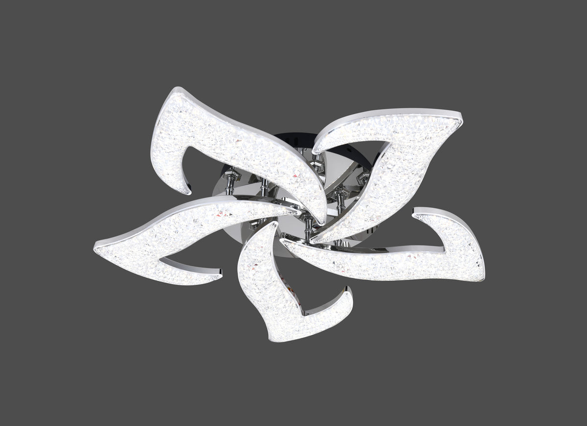 Lustra LED RFAN, Model R9179/5, Cu Telecomanda, 3 Tipuri De Lumina, Intensitate Reglabila, 100W, Argintiu