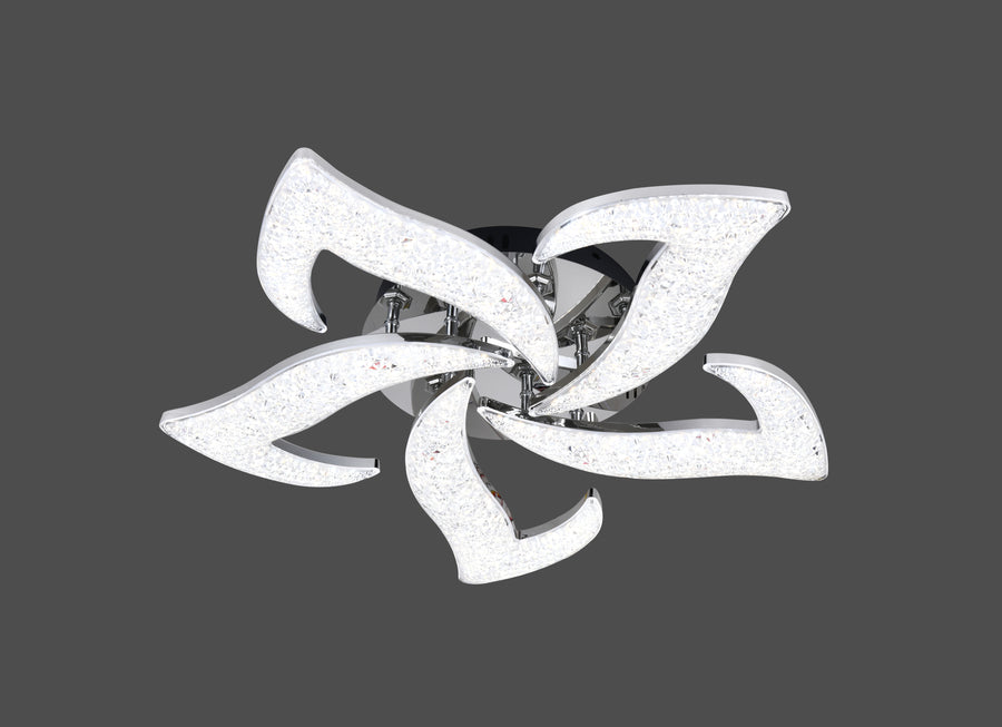 Lustra LED RFAN, Model R9179/5, Cu Telecomanda, 3 Tipuri De Lumina, Intensitate Reglabila, 100W, Argintiu
