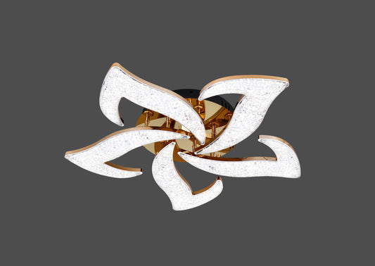 Lustra LED RFAN, Model R9179/5, Cu Telecomanda, 3 Tipuri De Lumina, Intensitate Reglabila, 100W, Auriu