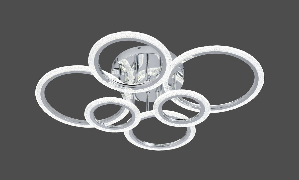 Lustra LED RFAN, Model R9180/2+2+2, Cu Telecomanda, 3 Tipuri De Lumina, Intensitate Reglabila, 132W, Argintiu