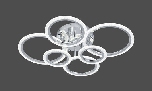 Lustra LED RFAN, Model R9180/2+2+2, Cu Telecomanda, 3 Tipuri De Lumina, Intensitate Reglabila, 132W, Argintiu