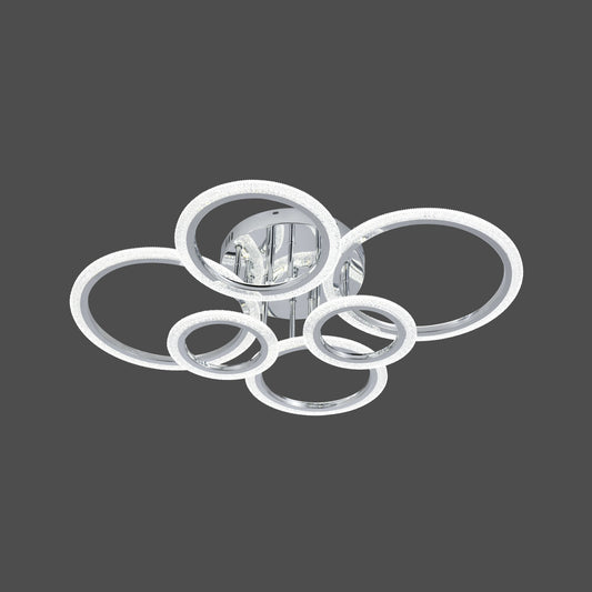 Lustra LED RFAN, Model R9180/2+2+2, Cu Telecomanda, 3 Tipuri De Lumina, Intensitate Reglabila, 132W, Argintiu