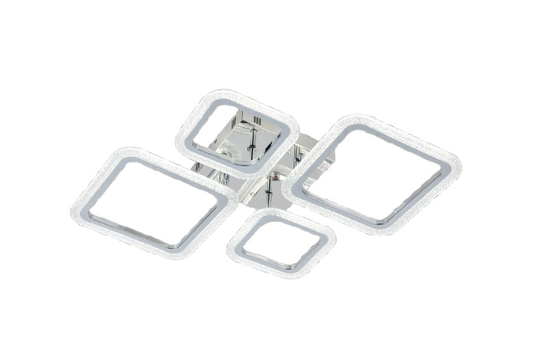 Lustra LED RFAN, Model R9181/2+2, Cu Telecomanda, 3 Tipuri De Lumina, Intensitate Reglabila, 84W, Argintiu