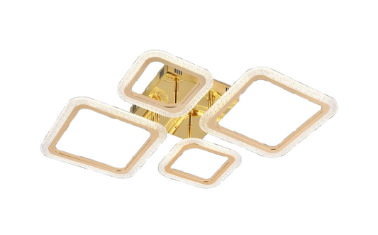 Lustra LED RFAN, Model R9181/2+2, Cu Telecomanda, 3 Tipuri De Lumina, Intensitate Reglabila, 84W, Auriu