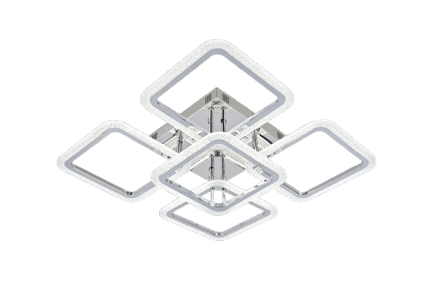 Lustra LED RFAN, Model R9181/4+1, Cu Telecomanda, 3 Tipuri De Lumina, Intensitate Reglabila, 130W, Argintiu