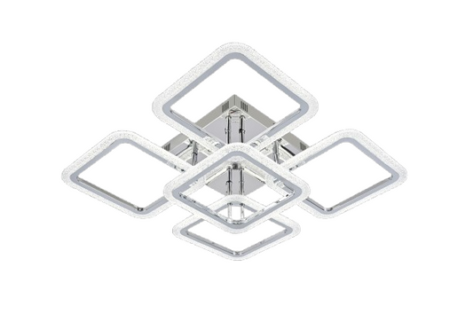 Lustra LED RFAN, Model R9181/4+1, Cu Telecomanda, 3 Tipuri De Lumina, Intensitate Reglabila, 130W, Argintiu