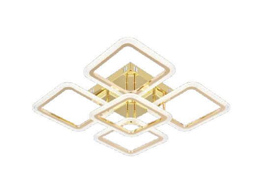 Lustra LED RFAN, Model R9181/4+1, Cu Telecomanda, 3 Tipuri De Lumina, Intensitate Reglabila, 130W, Auriu