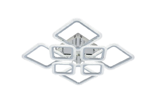 Lustra LED RFAN, Model R9181/4+4, Cu Telecomanda, 3 Tipuri De Lumina, Intensitate Reglabila, 168W, Argintiu