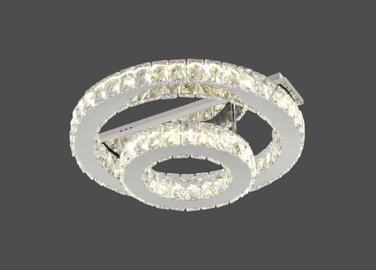 Lustra LED RFAN, Model R9182/1+1, Cu Telecomanda, 3 Tipuri De Lumina, Intensitate Reglabila, 72W, Argintiu