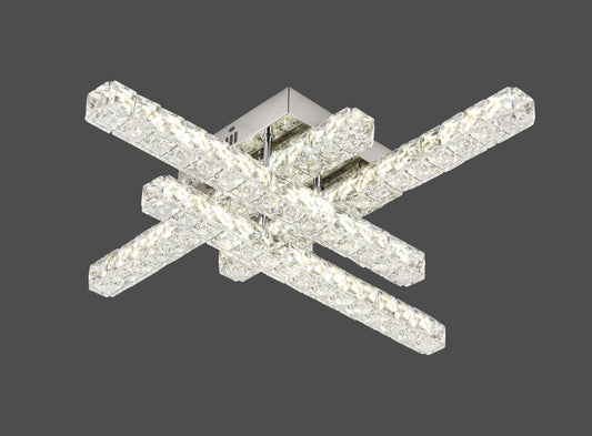 Lustra LED RFAN, Model R9183/4, Cu Telecomanda, 3 Tipuri De Lumina, Intensitate Reglabila, 72W, Argintiu