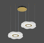 Lustra LED Tip Pendul RFAN, Model R9184/2, Cu Telecomanda, 3 Tipuri De Lumina, Inaltime Reglabila, 84W, Auriu