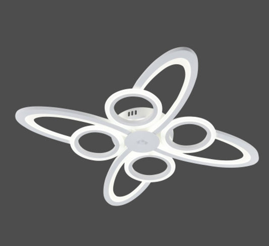 Lustra LED RFAN, Model R9185/4+4, Cu Telecomanda, 3 Tipuri De Lumina, Intensitate Reglabila, 128W, Alb