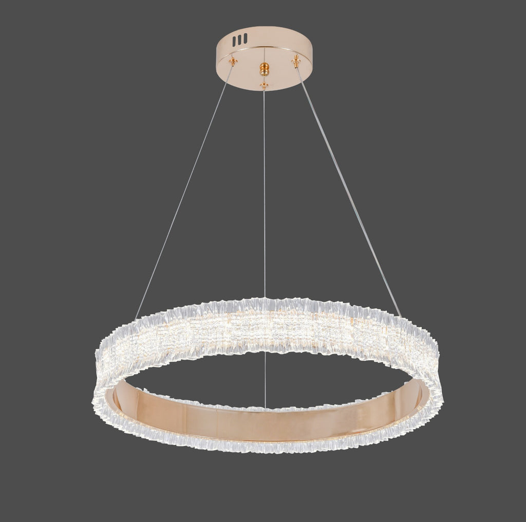 Pendul RFAN, Model R9195/500, Cu Telecomanda, 3 Tipuri De Lumina, Inaltime Reglabila, 108W, Auriu