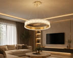 Pendul RFAN, Model R9195/500, Cu Telecomanda, 3 Tipuri De Lumina, Inaltime Reglabila, 108W, Auriu