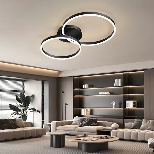 Lustra LED RFAN, Model R9091/2, Cu Telecomanda, 3 Tipuri De Lumina, Intensitate Reglabila, 40W, Negru