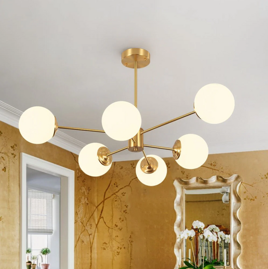 Lustra RFAN, Model 5506/6, Cu Abajururi, 6 X E27, Auriu