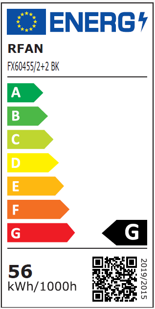 Lustra LED RFAN, Model FX60455/2+2, cu Telecomanda, 3 Tipuri de Lumina, Intensitate Reglabila, 56W, Negru