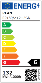 Lustra LED RFAN, Model R9180/2+2+2, Cu Telecomanda, 3 Tipuri De Lumina, Intensitate Reglabila, 132W, Auriu