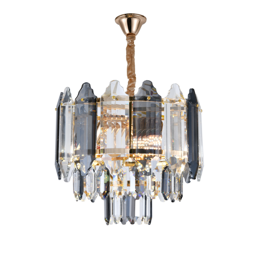 Candelabru RFAN, Model H98191/300, Textura Cristal, Metal, 5 X E27, Auriu