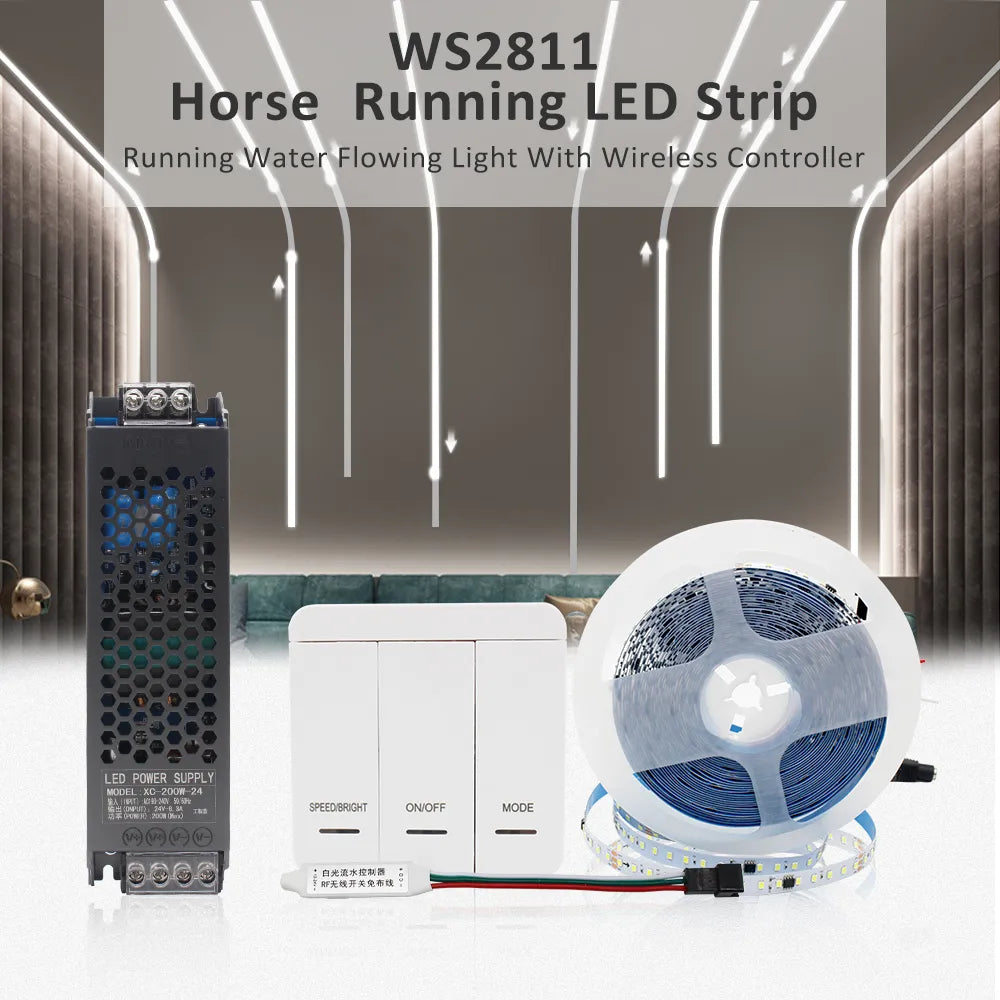 KIT Banda LED Digitala RFAN, Lumina Rosie, 10m, 12W/M, 24V, Transformator 200W, Controler
